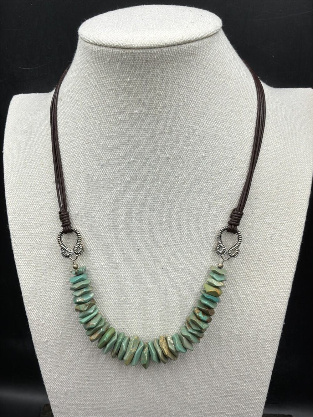 Barse Turquoise Necklace- Leather & Sterling Silver - NWT
